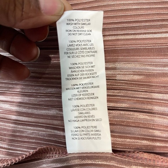 Women Metallic Golden Midi Skirt Size 4 Pleated Stretch - Picture 7 of 11